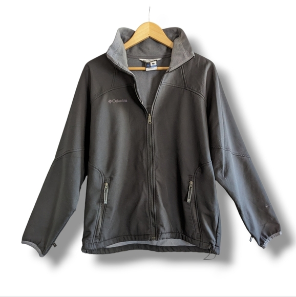 Columbia Mens Lightweight Fleece Lined Jacket Coat Large Black Gray - Picture 1 of 15